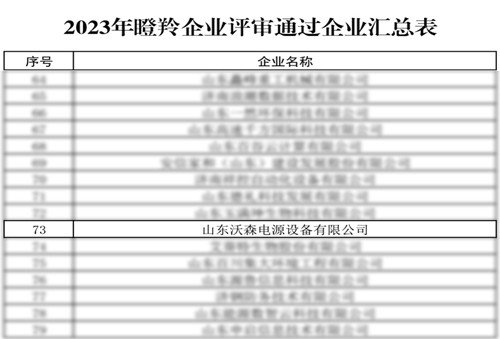 沃森电源入选省瞪羚企业名录图片